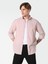 Regular Fit Shirt Neck Düz Erkek Pembe Roll-up Gömlek 5