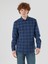 Slim Fit Shirt Neck Ekoseli Erkek Mavi Uzun Kol Gömlek 4
