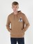 Regular Fit Baskılı Kapüşonlu Bej Erkek Sweatshirt Cl1060037 4