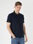 Regular Fit Polo Yaka Jakarlı Erkek Lacivert Kısa Kol Tişört 4