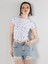Slim Fit Yuvarlak Yaka Baskılı Kadın Beyaz Kısa Kol Tişört 3