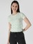 Slim Fit Yuvarlak Yaka Çiçekli Kadın Beyaz Kısa Kol Tişört 1