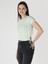 Slim Fit Yuvarlak Yaka Çiçekli Kadın Beyaz Kısa Kol Tişört 3