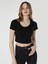 Slim Fit Yuvarlak Yaka Düz Kadın Siyah Kısa Kol Tişört 1