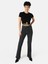 Slim Fit Yuvarlak Yaka Düz Kadın Siyah Kısa Kol Tişört 3