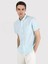 Slim Fit Shirt Neck Düz Erkek Yeşil Kısa Kol Gömlek 3