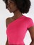 Slim Fit Strappy Crop Pembe Kadın Kısa Kol Tişört Cl1064263 5