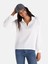 Regular Fit Shirt Neck Düz Kadın Beyaz Uzun Kol Tişört 1