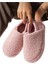 Kadın Lastikli Kaymaz Taban Peluş Havlu Kumaş Ev Ayakkabısı Panduf Pudra 5