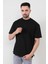 John Borners Siyah Erkek O Yaka %100 Pamuk Oversize T-Shirt 3