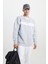 Erkek Açık Gri Oversize Bol Kesim Içi Polarlı 3 Iplik Kolej Yaka Desenli Sweatshirt Ceket 2