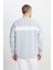 Erkek Açık Gri Oversize Bol Kesim Içi Polarlı 3 Iplik Kolej Yaka Desenli Sweatshirt Ceket 5
