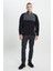 Erkek Siyah-açık Melanj Standart Fit Normal Kesim Dik Bato Yaka Desenli Polar Sweatshirt 2