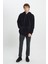 Erkek Siyah Oversize Bol Kesim Kapüşonlu Sherpa Sweatshirt Polar 2
