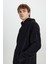 Erkek Siyah Oversize Bol Kesim Kapüşonlu Sherpa Sweatshirt Polar 3