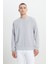 Erkek Gri Melanj Standart Fit Normal Kesim 2 İplik Recycle Pamuklu Bisiklet Yaka Sweatshirt 1