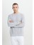 Erkek Gri Melanj Standart Fit Normal Kesim 2 İplik Recycle Pamuklu Bisiklet Yaka Sweatshirt 3