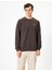 Bisiklet Yaka Sweatshirt Minimal Baskılı Interlok Kumaş Pamuk Karışımlı 3