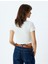 Crop Top Dokulu Kısa Kollu Bisiklet Yaka Slim Fit 4