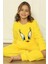 Sarı Kuş Desenli Tam Peluş Kız Çocuk Pijama Takımı 1