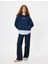 Oversize Sweatshirt Bisiklet Yaka Sloganlı Kumaş Detaylı 2