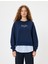 Oversize Sweatshirt Bisiklet Yaka Sloganlı Kumaş Detaylı 3