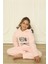 Toz Pembe Meow Desenli Tam Peluş Kız Çocuk Pijama Takımı 2