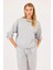 Kadın Çift Kumaşlı Taşlı Sweatshirt 0002 Gri 1