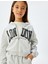 Fermuarlı Crop Sweatshirt Kapşonlu Baskı Detaylı Şardonlu 1