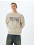 Oversize Sweatshirt Slogan Baskılı Bisiklet Yaka Pamuk Karışımlı 2