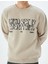Oversize Sweatshirt Slogan Baskılı Bisiklet Yaka Pamuk Karışımlı 5