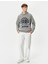 Kapşonlu Sweatshirt Kolej Baskılı Uzun Kollu Ribanalı 2
