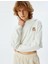 Kapüşonlu Crop Sweatshirt Pijama Üstü Ayıcık Işlemeli Pamuklu Üç Iplik 2