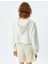 Kapüşonlu Crop Sweatshirt Pijama Üstü Ayıcık Işlemeli Pamuklu Üç Iplik 4