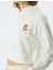 Kapüşonlu Crop Sweatshirt Pijama Üstü Ayıcık Işlemeli Pamuklu Üç Iplik 5