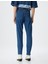 Yüksek Bel Kot Pantolon Düz Paça Düğmeli Cepli Pamuklu - Slim Straight Fit Jeans 4