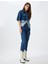 Yüksek Bel Kot Pantolon Düz Paça Düğmeli Cepli Pamuklu - Slim Straight Fit Jeans 2