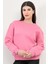 Pembe Kadın Basic Sweatshirt Yakası V Rabina Detaylı Üç İplik Pamuk Karışımlı - 2574 2