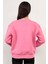 Pembe Kadın Basic Sweatshirt Yakası V Rabina Detaylı Üç İplik Pamuk Karışımlı - 2574 3