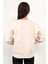 Bej Kadın Basic Sweatshirt Yakası V Rabina Detaylı Üç İplik Pamuk Karışımlı - 2574 3