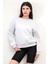 Kar Melanj Kadın Basic Sweatshirt Yakası V Rabina Detaylı Üç İplik Pamuk Karışımlı - 2574 1