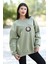 Kadın Los Angeles Nakışlı Oversize Pamuklu Sweat - 9002 4