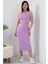 Halter Yaka Crop ve Etek Triko Ikili Takım 2737 4