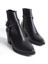 Mubiano Hakiki Deri Collection Kadın Fermuarlı Kısa Kalın Topuk Bot&Bootie Siyah - MCZFR228 - S 4