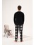 Erkek Kışlık Düğmeli Yaka Kareli Alt Polar Pijama Takımı 2