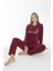 Kadın Kışlık Puantiyeli Fitilli Polar Pijama Takımı Bordo 2