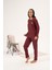 Kadın Kışlık Düğmeli Yaka Çiçek Işlemeli Şardonlu Pijama Takımı 4