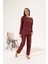 Kadın Kışlık Düğmeli Yaka Çiçek Işlemeli Şardonlu Pijama Takımı 5