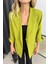Fıstık Yeşili Kolu Düğmeli Astarlı Kruvaze Ceket 2