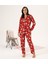 Desenli Önden Düğmeli Süet Kadın Pijama Takım 3
